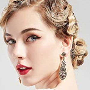 1920s Flapper Earrings Roaring 20s Great Gatsby Rhinestone Earrings New